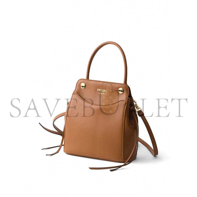 PRADA CARRY MINI LEATHER HANDBAG 1BA496 (21*19*7cm)